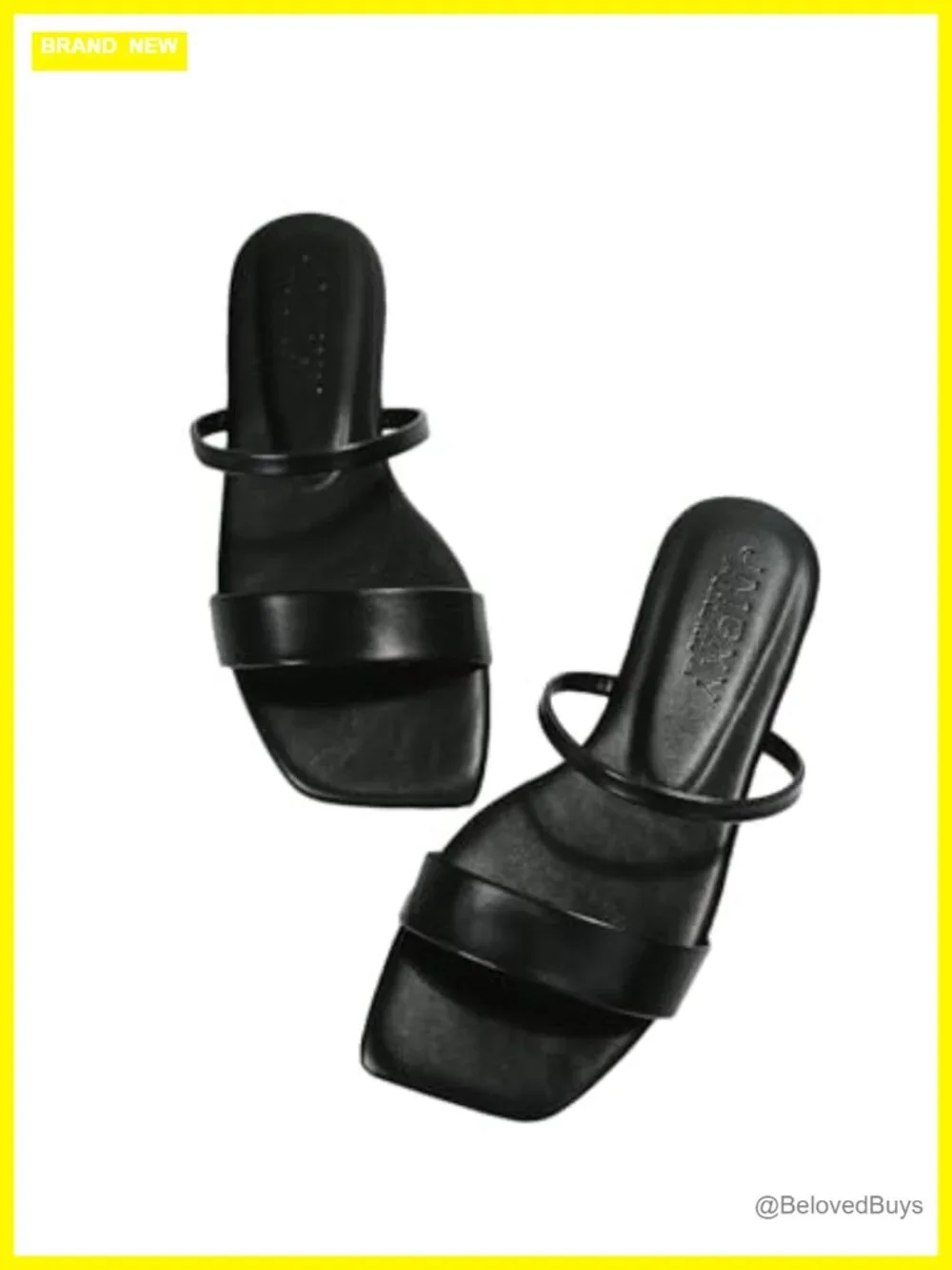 Strappy Square Toe Flat Sandals Faux Leather Slip-On Dressy Summer Shoes